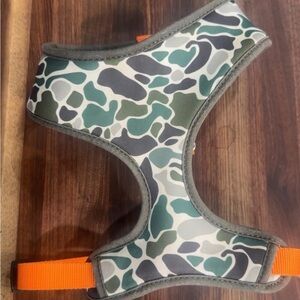 Camouflage Dog Harness with Orange Straps